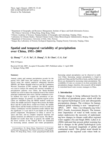 Theor. Appl. Climatol. (2009) 95: 53–68 DOI 10.1007/s00704-007-0375-4 Printed in The Netherlands Theor. Appl. Climatol. (2009) 95: 53–68 DOI 10.1007/s00704-007-0375-4 Printed in The Netherlands