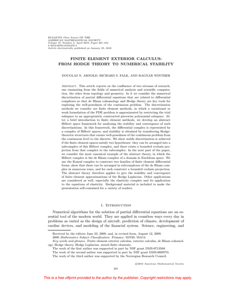 BULLETIN (New Series) OF THE AMERICAN MATHEMATICAL SOCIETY BULLETIN (New Series) OF THE AMERICAN MATHEMATICAL SOCIETY