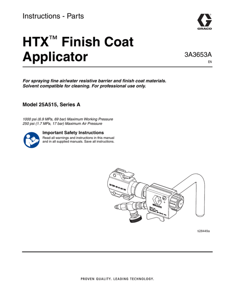 HTX Finish Coat Applicator ™ HTX Finish Coat Applicator ™