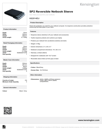 SP2 Reversible Netbook Sleeve K62914EU Just what you need for your netbook. SP2 Reversible Netbook Sleeve K62914EU Just what you need for your netbook.