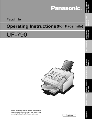 UF-790 Operating Instructions (For Facsimile) Facsimile UF-790 Operating Instructions (For Facsimile) Facsimile
