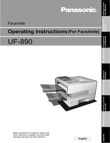 UF-890 Operating Instructions (For Facsimile) Facsimile UF-890 Operating Instructions (For Facsimile) Facsimile