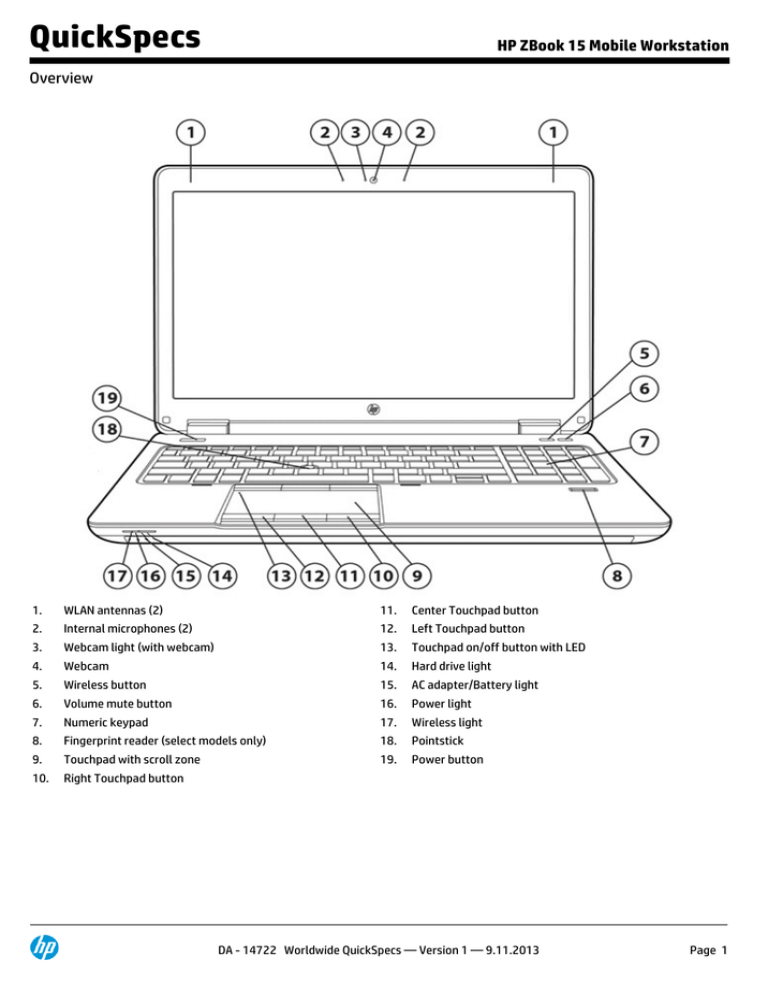 QuickSpecs HP ZBook 15 Mobile Workstation Overview QuickSpecs HP ZBook 15 Mobile Workstation Overview