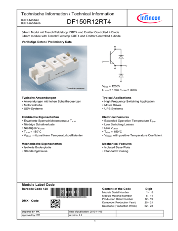 Infineon DF150R12RT4 IGBT Module Data Sheet Manualzz