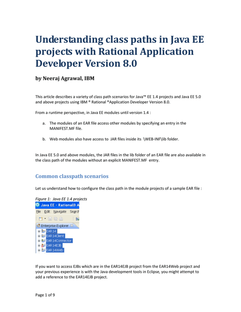 Understanding class paths in Java EE projects with Rational Application Understanding class paths in Java EE projects with Rational Application