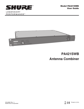PA421SWB Antenna Combiner  Model PA421SWB | Manualzz