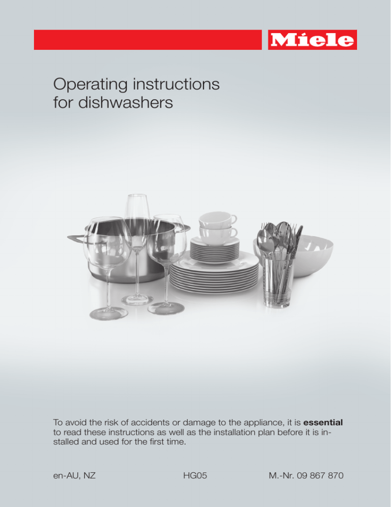 Operating instructions for dishwashers Operating instructions for dishwashers