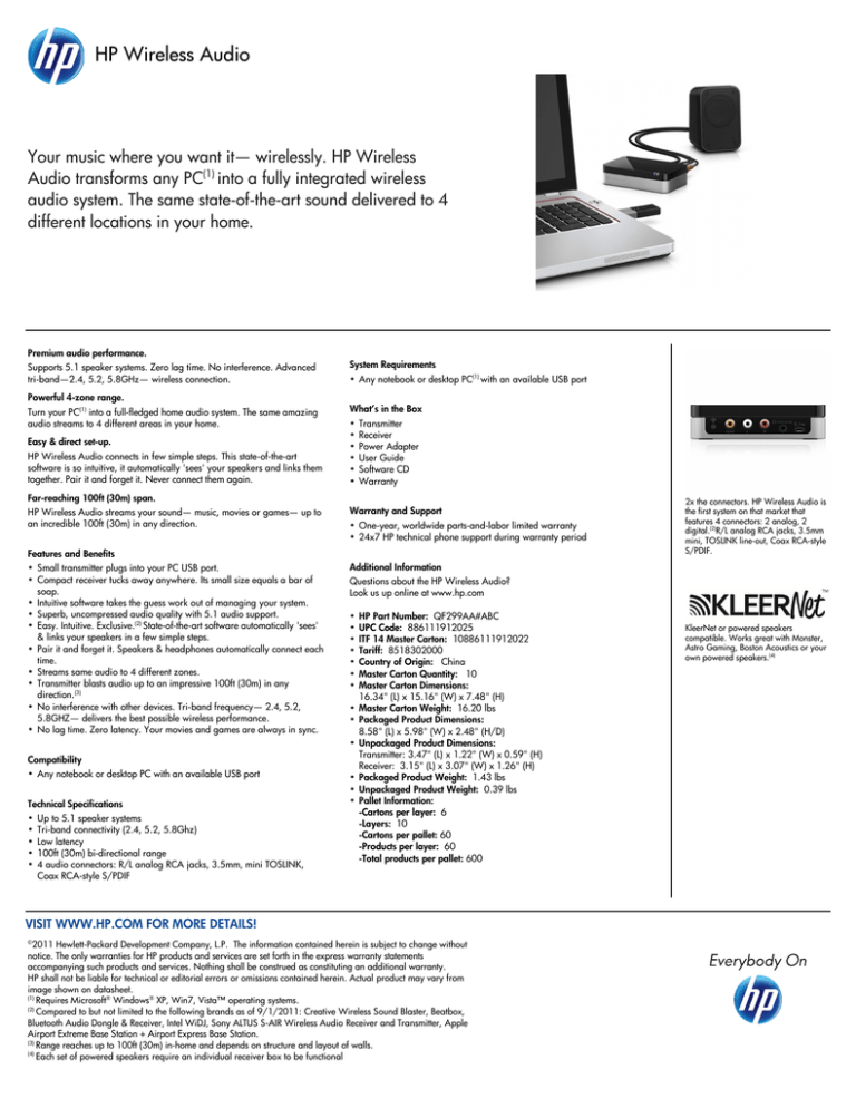 HP Wireless Audio_Datasheet HP Wireless Audio_Datasheet
