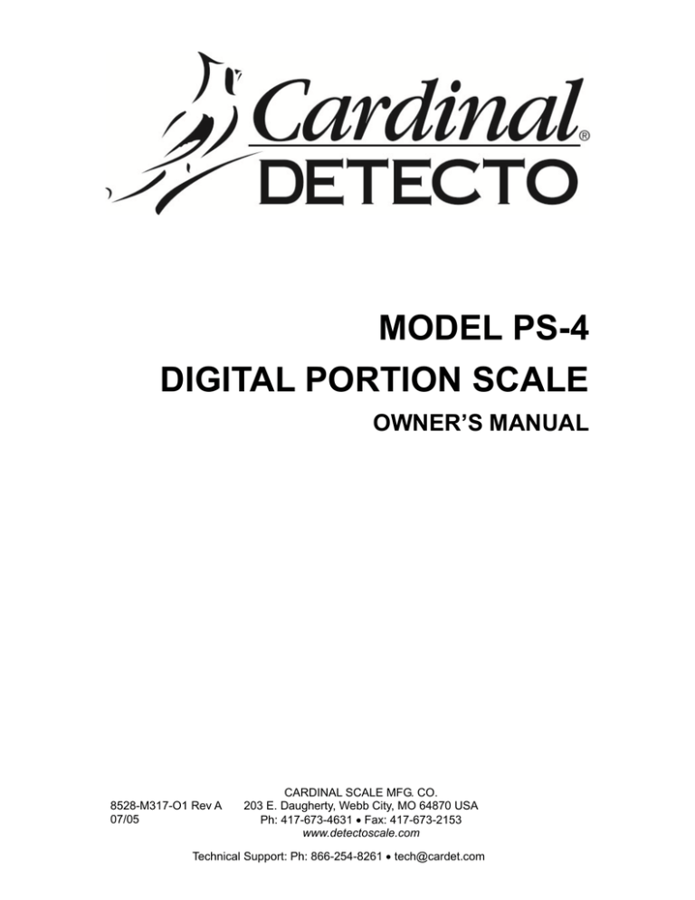 Detecto PS-4 Owner's manual Detecto PS-4 Owner's manual