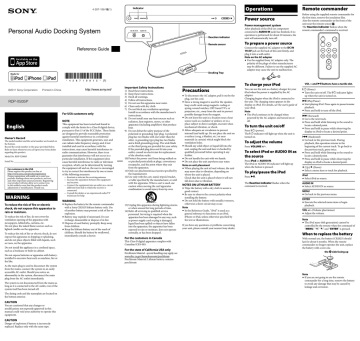 Sony RDP-X500IP Operating instructions Sony RDP-X500IP Operating instructions
