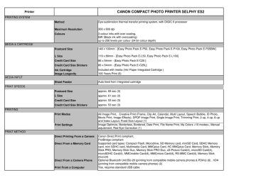 SELPHY ES2 specs SELPHY ES2 specs