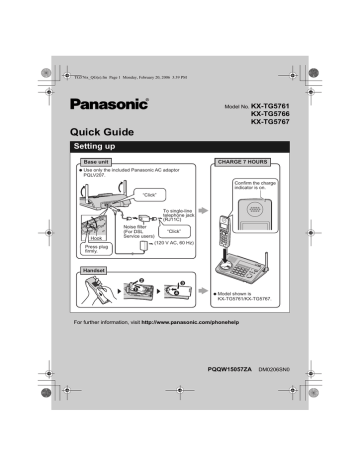 Panasonic KXTG5766, KXTG5761, KXTG5767 Operating instructions Panasonic KXTG5766, KXTG5761, KXTG5767 Operating instructions