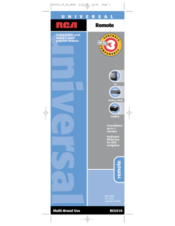 RCA RCU403 - Universal Remote Control User manual | Manualzz RCA RCU403 - Universal Remote Control User manual | Manualzz