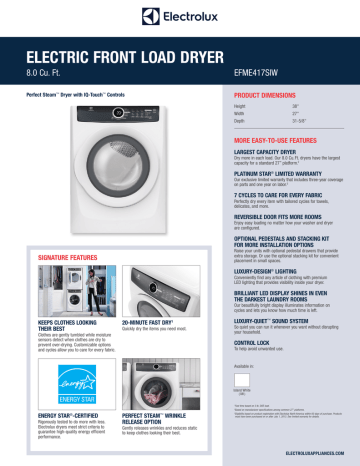 ELECTRIC FRONT LOAD DRYER ELECTRIC FRONT LOAD DRYER