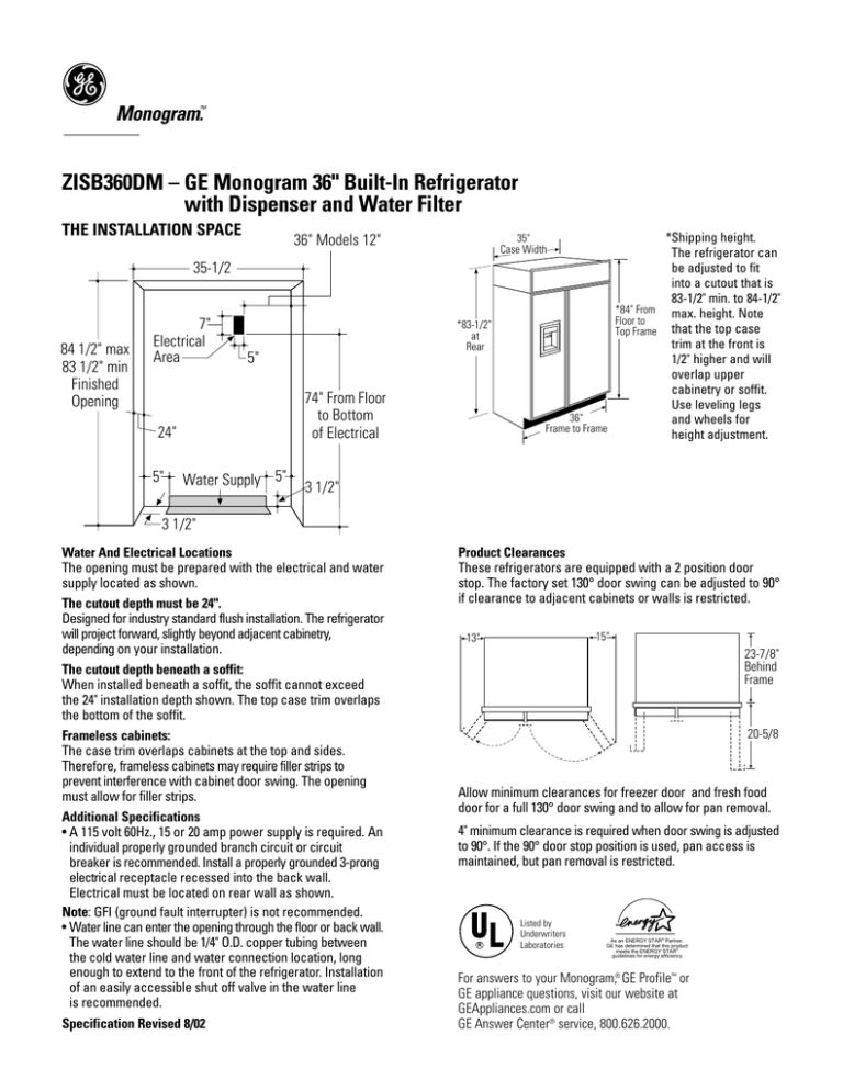 ZISB360DM – GE Monogram 36" Built-In Refrigerator with ZISB360DM – GE Monogram 36" Built-In Refrigerator with