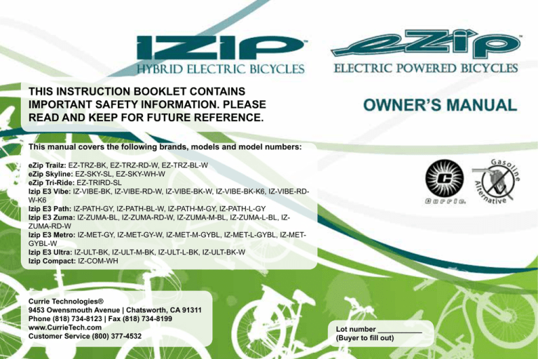 THIS INSTRUCTION BOOKLET CONTAINS - E THIS INSTRUCTION BOOKLET CONTAINS - E