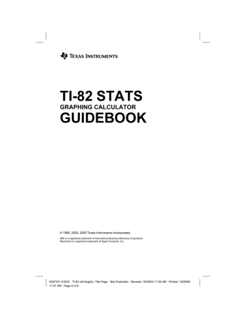 Texas Instruments TI-82 STATS User manual Texas Instruments TI-82 STATS User manual