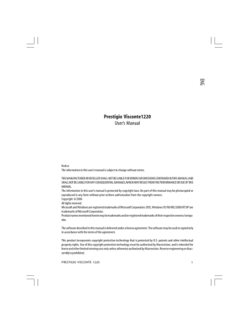 Prestigio Visconte1220 User`s Manual Prestigio Visconte1220 User`s Manual