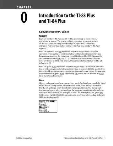 CHAPTER 0 Introduction to the TI-83 Plus and TI CHAPTER 0 Introduction to the TI-83 Plus and TI