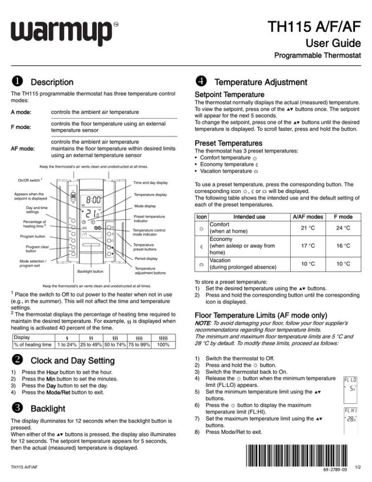 Model TH115 - User Guide Model TH115 - User Guide