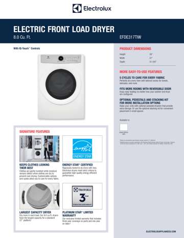 ELECTRIC FRONT LOAD DRYER ELECTRIC FRONT LOAD DRYER
