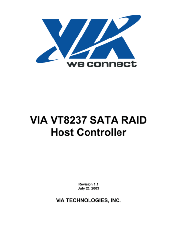 VIA VT8237 SATA RAID Host Controller | Manualzz VIA VT8237 SATA RAID Host Controller | Manualzz