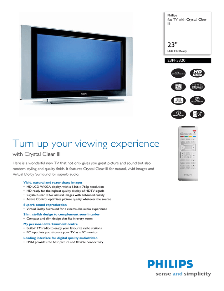 23PF5320/01 Philips flat TV with Crystal Clear III 23PF5320/01 Philips flat TV with Crystal Clear III