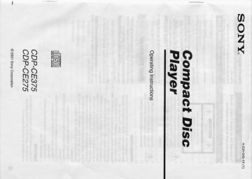 Page 1 SOINTY4-234-045-11 (1) £ Compact Disc Player Operating Page 1 SOINTY4-234-045-11 (1) £ Compact Disc Player Operating