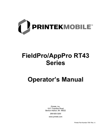Printek FieldPro RT43 Series Operator's Manual | Manualzz Printek FieldPro RT43 Series Operator's Manual | Manualzz