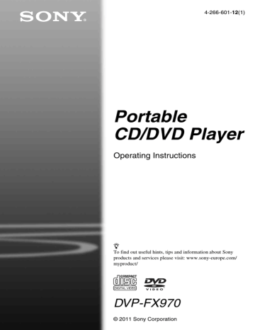 Sony DVP-FX970 Operating instructions Sony DVP-FX970 Operating instructions