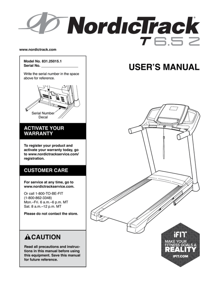 USER`S MANUAL - NordicTrack Support USER`S MANUAL - NordicTrack Support