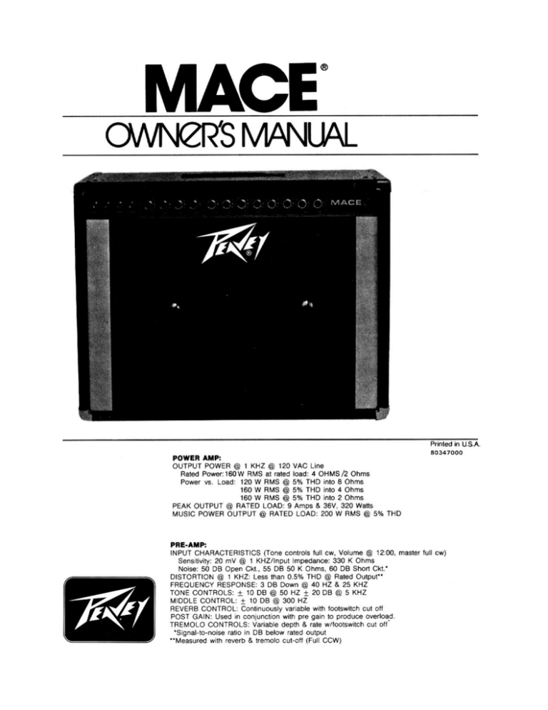 Peavey Mace Owner's manual Peavey Mace Owner's manual