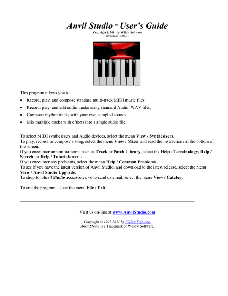 Anvil Studio user`s guide Anvil Studio user`s guide