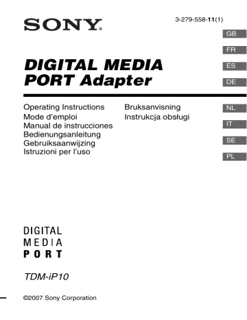 Sony TDM-iP10 Owner's manual Sony TDM-iP10 Owner's manual