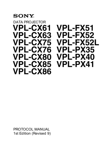 VPL-CX61/CX63/CX75/CX76/CX80/CX85/CX86 VPL-CX61/CX63/CX75/CX76/CX80/CX85/CX86