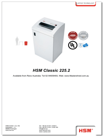 HSM Classic 225.2 | Manualzz