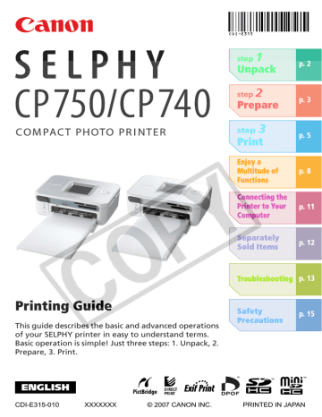 Canon SELPHY CP740 Owner's manual Canon SELPHY CP740 Owner's manual