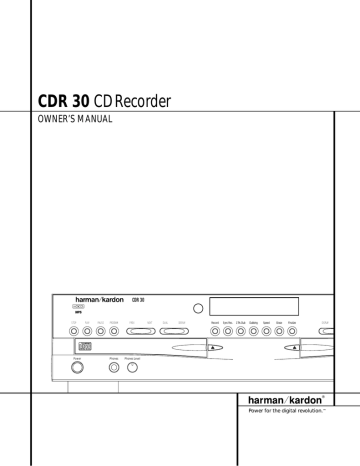 Harman-Kardon CDR 30 User manual Harman-Kardon CDR 30 User manual
