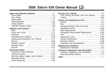 Saturn 2006, Ion 2006, 2006 Ion Owner's manual Saturn 2006, Ion 2006, 2006 Ion Owner's manual