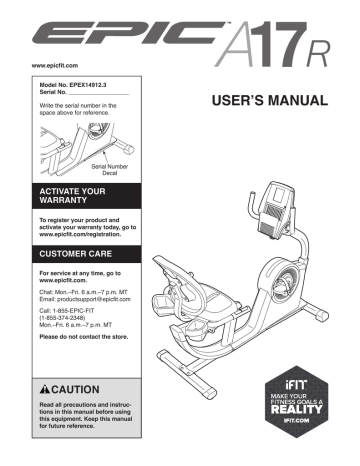 Epic EPEX14912.2 User manual | Manualzz Epic EPEX14912.2 User manual | Manualzz