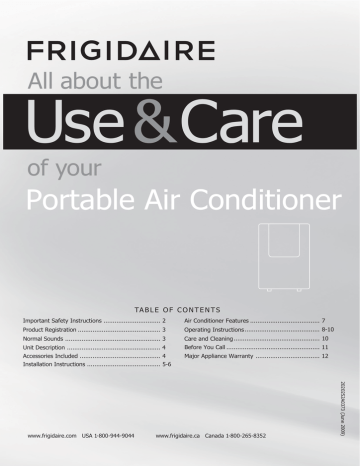 Frigidaire Fra093pt1 Use And Care Manual Frigidaire Fra093pt1 Use And Care Manual