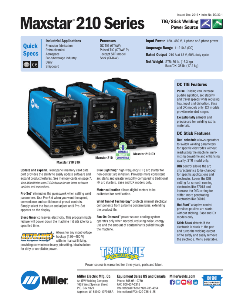 Maxstar® 210 Series Maxstar® 210 Series