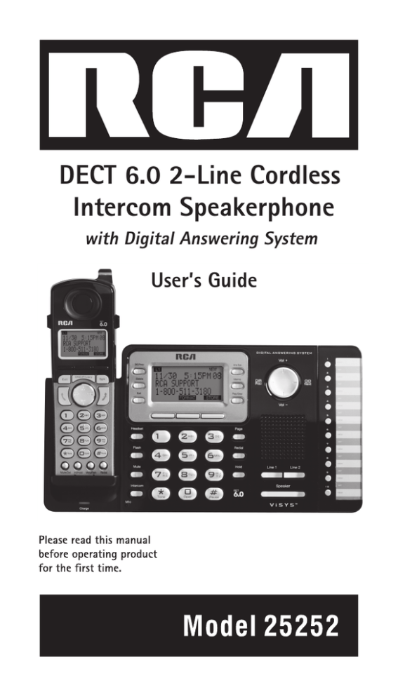 DECT 6.0 2-Line Cordless Intercom Speakerphone DECT 6.0 2-Line Cordless Intercom Speakerphone