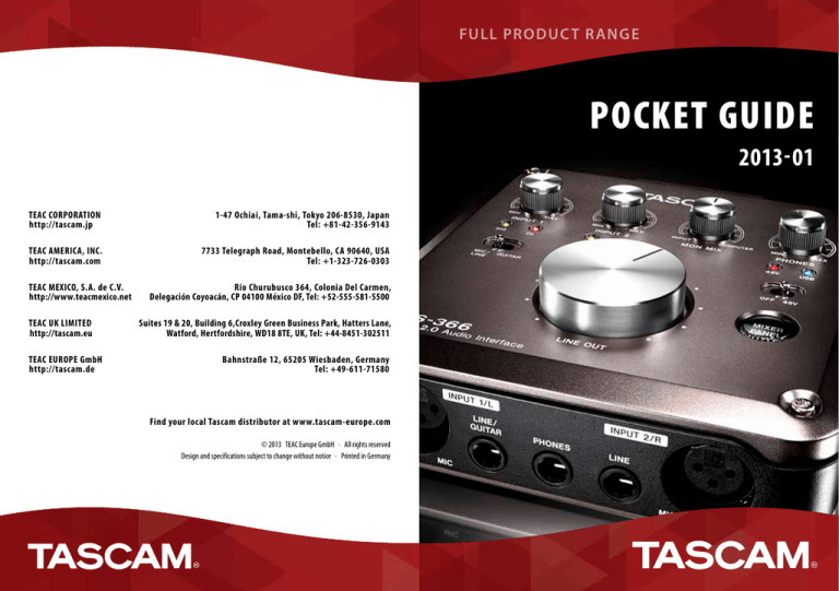 Tascam Pocketguide 2012-04 Tascam Pocketguide 2012-04