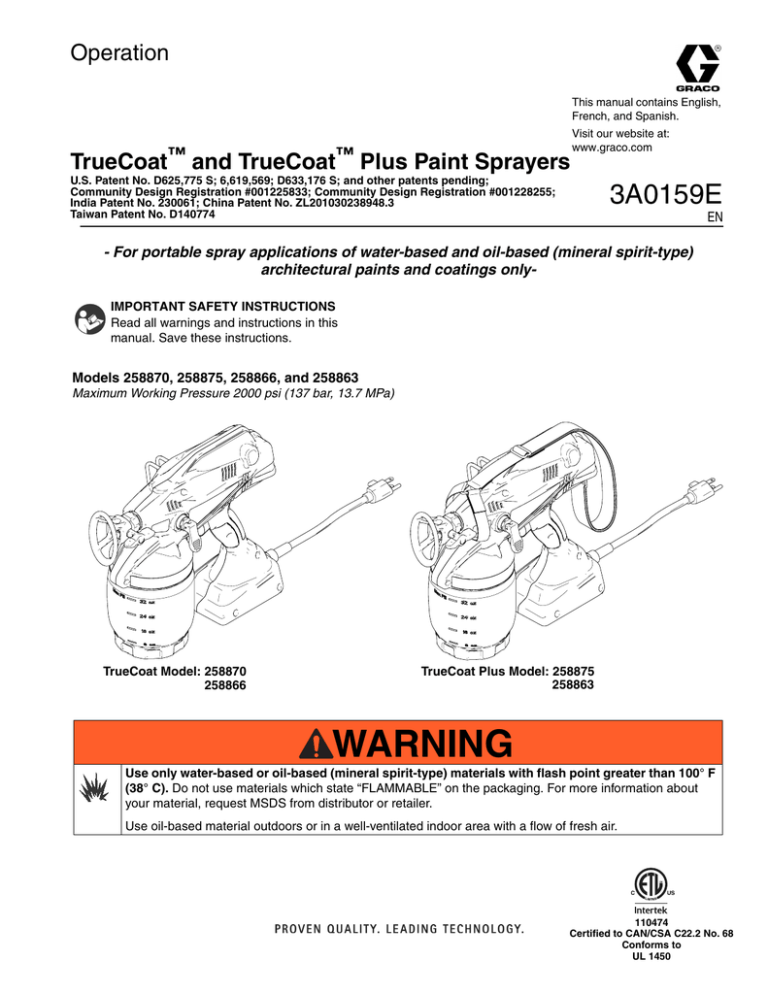 3A0159E - TrueCoat and TrueCoat Plus Operation 3A0159E - TrueCoat and TrueCoat Plus Operation
