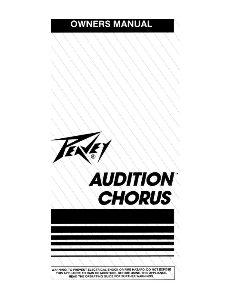 Peavey Audition Chorus Series Owner's manual Peavey Audition Chorus Series Owner's manual