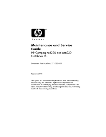 Maintenance and Service Guide Maintenance and Service Guide