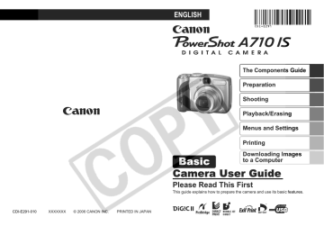 Canon Powershot A710 IS User guide Canon Powershot A710 IS User guide