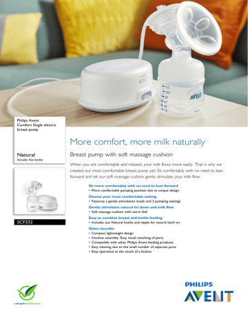 SCF332/60 Philips Comfort Single electric breast pump SCF332/60 Philips Comfort Single electric breast pump