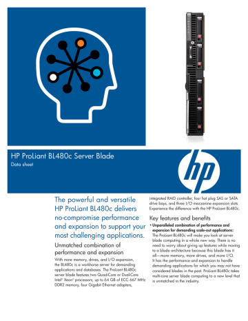 HP ProLiant BL480c Server Blade HP ProLiant BL480c Server Blade